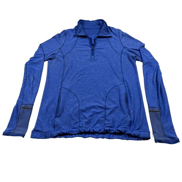 Lululemon Pace Pusher Womens Stretch 1/4 Zip Blue Pockets Pullover Sweatshirt 10 - Picture 1 of 10